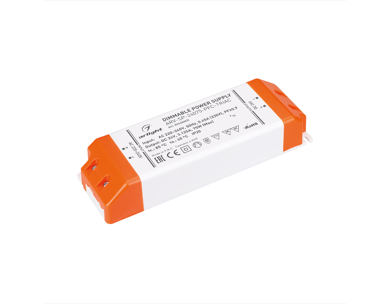Блок питания ARV-SP-24075-PFC-TRIAC (24V, 3.1A, 75W) (Arlight, IP20 Пластик, 5 лет)