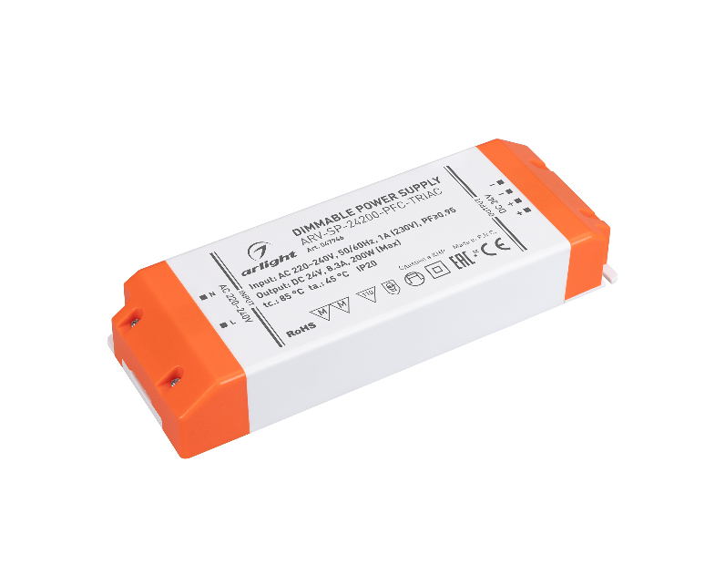 Блок питания ARV-SP-24200-PFC-TRIAC (24V, 8.3A, 200W) (Arlight, IP20 Пластик, 5 лет)