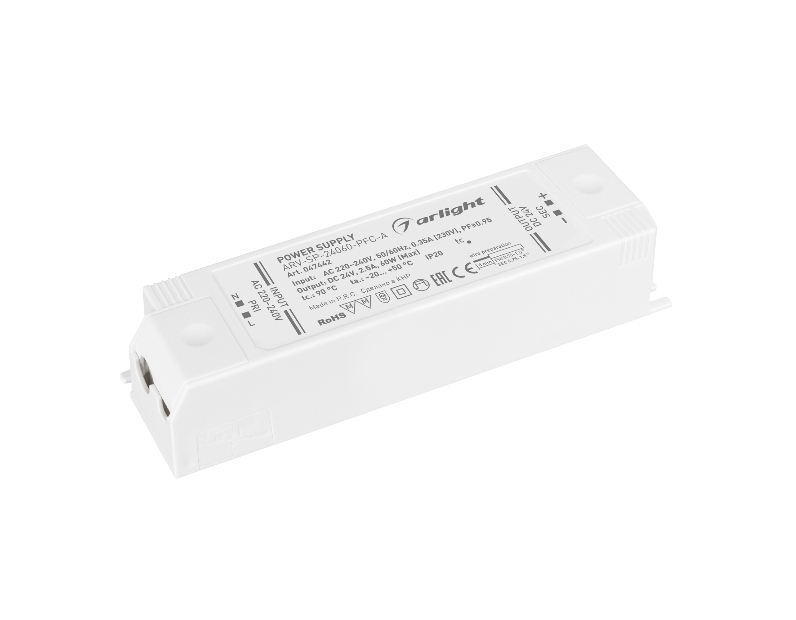 Блок питания ARV-SP-24060-PFC-A (24V, 2.5A, 60W) (Arlight, IP20 Пластик, 5 лет)