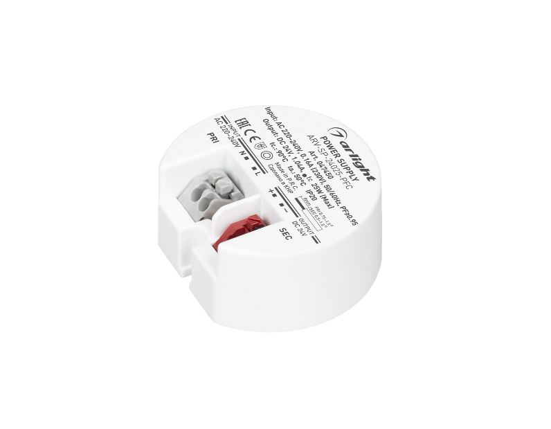 Блок питания ARV-SP-24025-PFC (24V, 1A, 25W) (Arlight, IP20 Пластик, 5 лет)