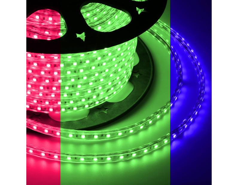 Лента светодиодная 220В, SMD5050, 60 LED/м, RGB, 13х8мм, без установочного набора, IP67 NEON-NIGHT