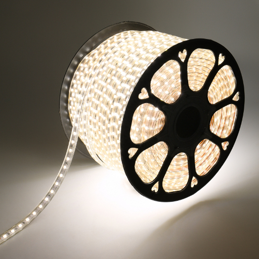 Лента светодиодная 220В, SMD5050, 14,4Вт/м, 60 LED/м, Холодный белый, 13х8мм, 100м, с кабелем питания, IP67 NEON-NIGHT 142-105