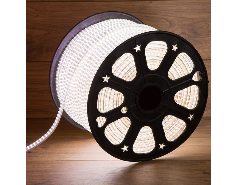 Лента светодиодная 220В, SMD3014, 19,2Вт/м, 240 LED/м, Холодный белый, 6,5х15мм, 100м, с кабелем питания, IP67 NEON-NIGHT