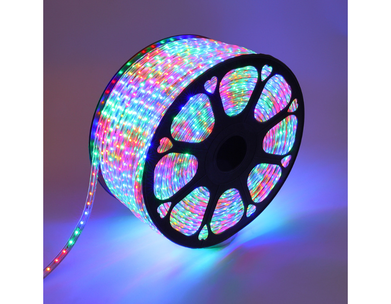Лента светодиодная 220В, SMD2835, 60 LED/м, RGB, 10х7мм, 100м, с кабелем питания, IP67 NEON-NIGHT
