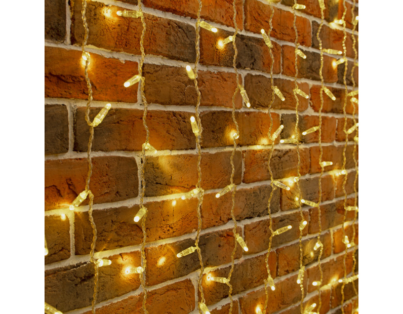 Гирлянда светодиодная Занавес 2х9м 1200 LED ТЕПЛЫЙ БЕЛЫЙ прозрачный ПВХ IP65 эффект мерцания соединяется 230В нужен блок 303-500-1 NEON-NIGHT