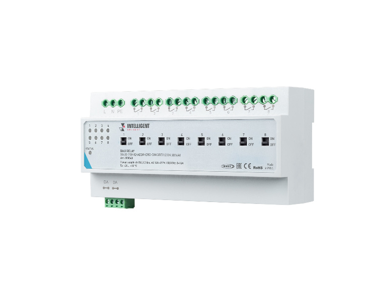 INTELLIGENT ARLIGHT Релейный модуль DALI2-708-82-ADDR-DRO-DIN Grey (230V, 8x16A) (IARL, IP20 Пластик, 3 года)
