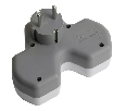 Разветвитель сетевой 2-местный с/з STEKKER ADP16-15-20, 250V, 16A и USB+Type C на 2.4А, белый/серый