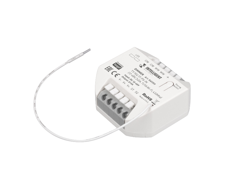 INTELLIGENT ARLIGHT Диммер TY-102-72-PS-IN (12-48V, 2x5A, TUYA Wi-Fi, 433Mhz) (IARL, IP20 Пластик, 3 года)