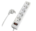 Сетевой фильтр 5-местный с/з STEKKER HM20-51-02 3x1мм2, 1,8 м, серия Optima, белый