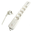 Сетевой фильтр 5-местный с/з STEKKER 3x1мм2, 5 м, 250В, 16А, 2 USB-A+2 Type-C 3, серия Nova, белый