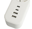 Сетевой фильтр 5-местный с/з STEKKER 3x1мм2, 3 м, 250В, 16А, 2 USB-A+2 Type-C 3, серия Nova, белый