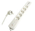 Сетевой фильтр 5-местный с/з STEKKER 3x1мм2, 3 м, 250В, 16А, 2 USB-A+2 Type-C 3, серия Nova, белый