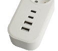 Сетевой фильтр 3-местный с/з STEKKER 3x1мм2, 1,8 м, 250В, 16А, 2 USB-A+2 Type-C, серия Nova, белый