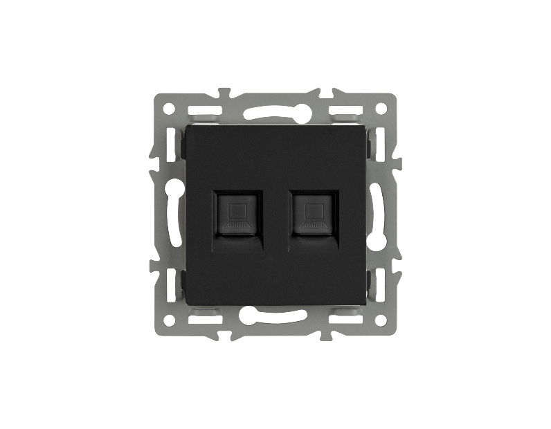 Механизм компьютерной розетки двойной SCT-MPC2-PL-BK (RJ-45, CAT6) (Arlight, -)