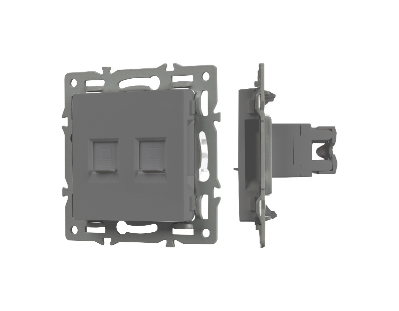 Механизм компьютерной розетки двойной SCT-MPC2-PL-GR (RJ-45, CAT6) (Arlight, -)
