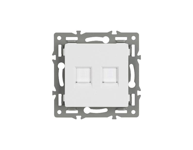 Механизм компьютерной розетки двойной SCT-MPC2-PL-WH (RJ-45, CAT6) (Arlight, -)