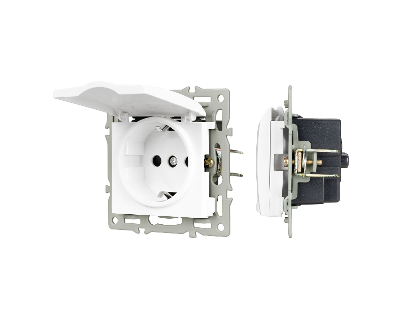 Механизм розетки влагозащищённый SCT-MCP-PL-WH (250V, 16A) (Arlight, -)