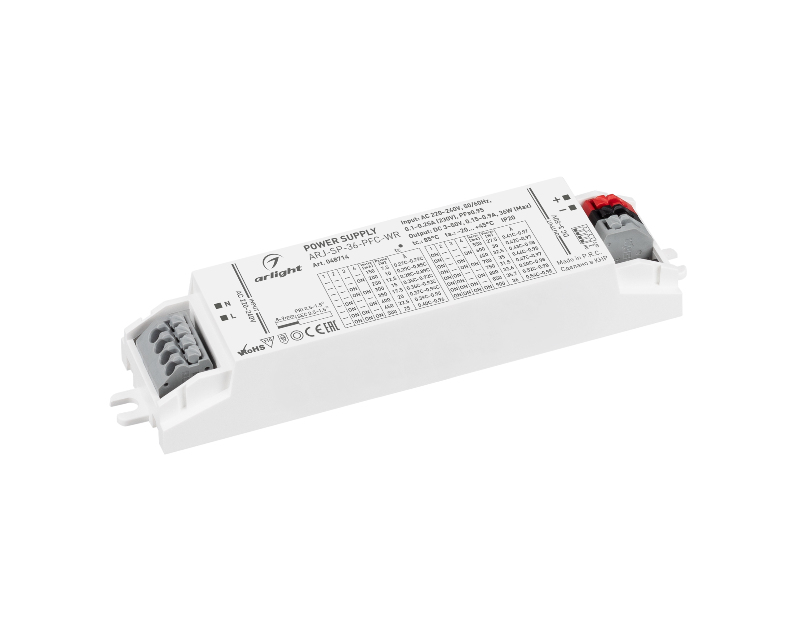 Блок питания ARJ-SP-36-PFC-WR (36W, 3-50V, 0.15-0.9A) (Arlight, IP20 Пластик, 5 лет)