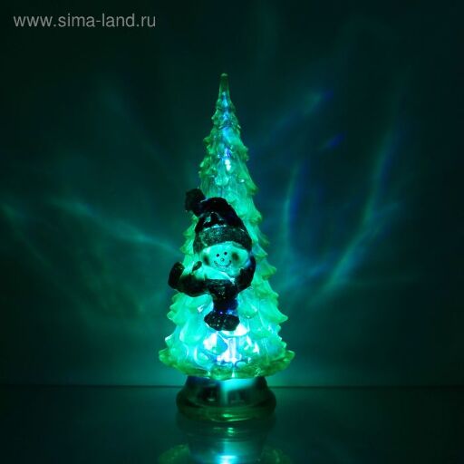 Игрушка световая "Ёлочка снеговик" 14 см 1 LED (RGB, зеленый) 1353366