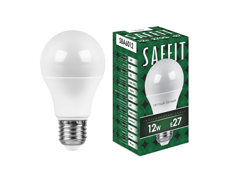 Лампа светодиодная SAFFIT SBA6012 Шар E27 12W 2700K 55007