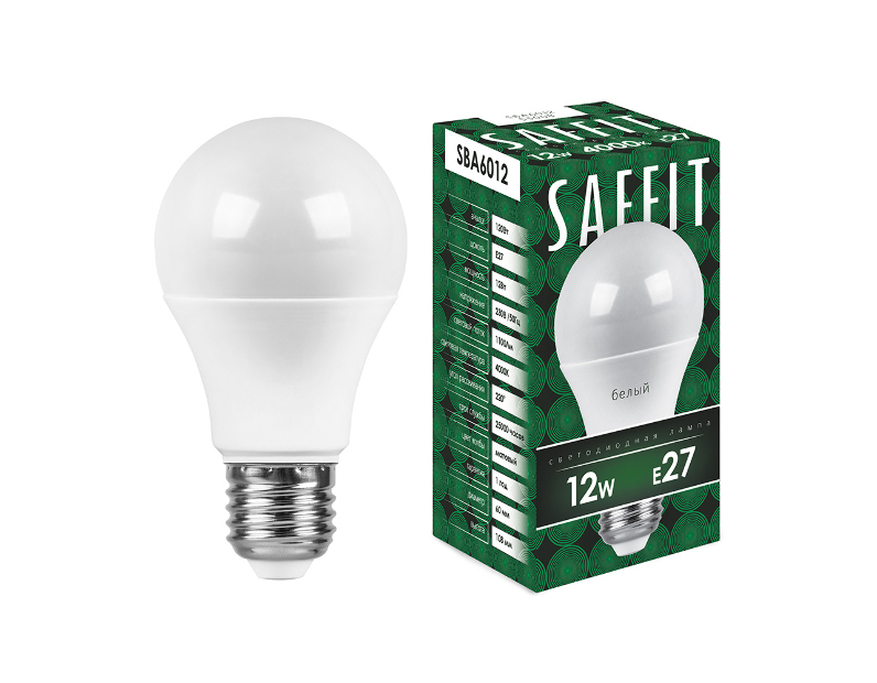 Лампа светодиодная SAFFIT SBA6012 Шар E27 12W 4000K 55008