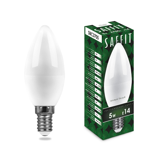 Лампа светодиодная SAFFIT SBC3705 Свеча E14 5W 2700K 55019
