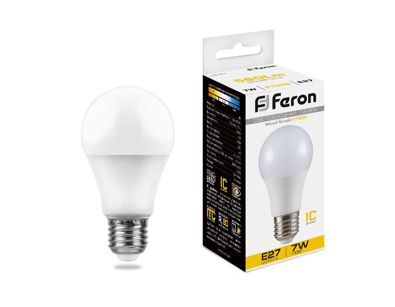 Лампа светодиодная Feron LB-91 Шар E27 7W 2700K 25444