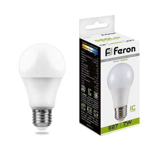 Лампа светодиодная Feron LB-91 Шар E27 7W 4000K 25445
