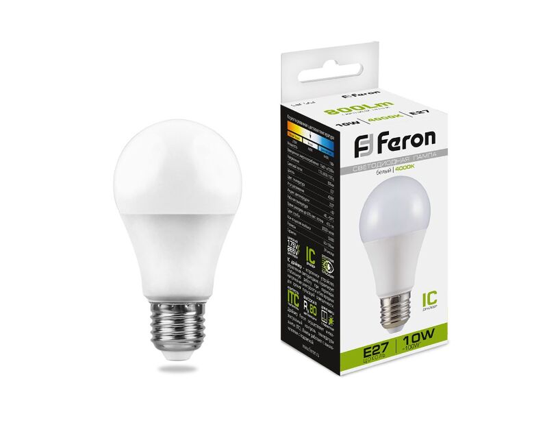 Лампа светодиодная Feron LB-92 Шар E27 10W 4000K 25458