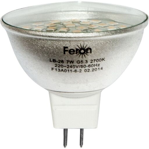 Лампа светодиодная Feron LB-26 MR16 G5.3 7W 2700K 25441