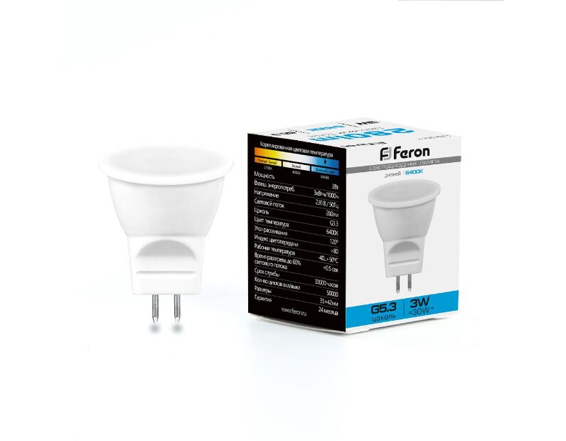 Лампа светодиодная Feron LB-271 MR11 G5.3  3W 6400K 25553