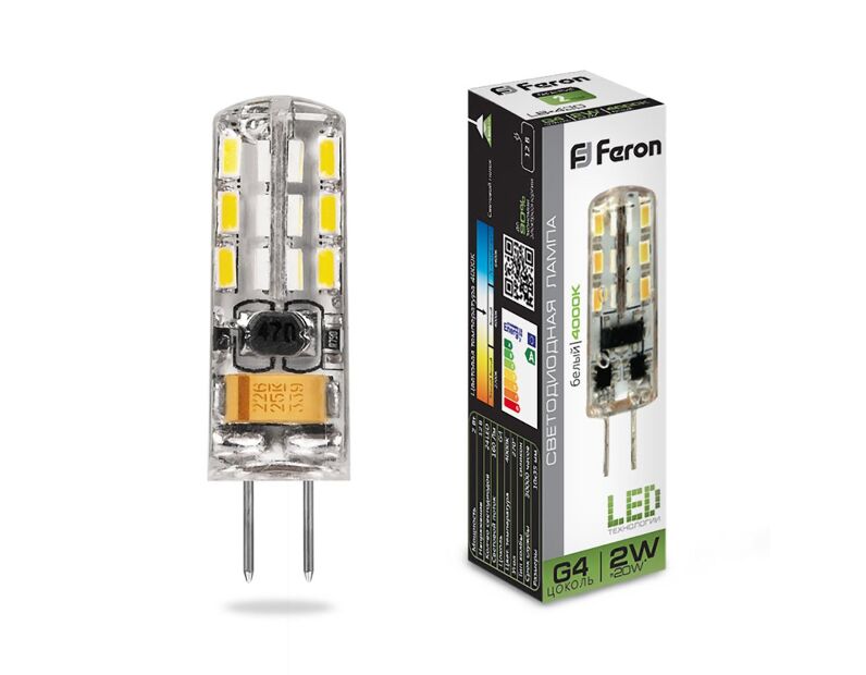 Лампа светодиодная Feron LB-420 12V G4 2W 4000K 25448
