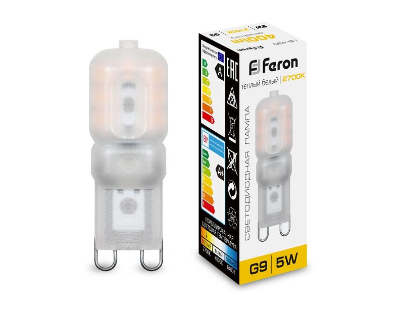 Лампа светодиодная Feron LB-430 G9 5W 2700K 25636