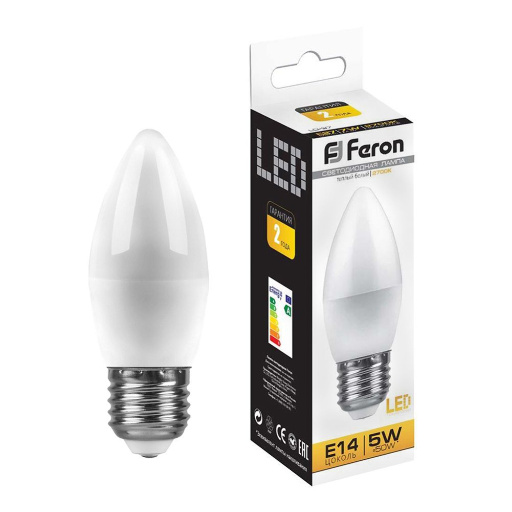 Лампа светодиодная Feron LB-72 Свеча E27 5W 2700K 25764