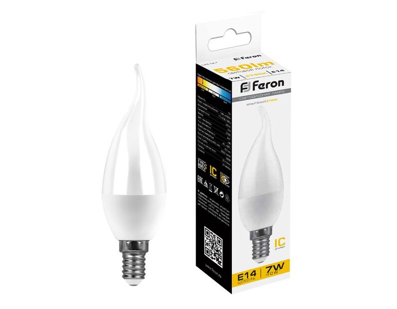 Лампа светодиодная Feron LB-97 Свеча на ветру E14 7W 2700K 25760