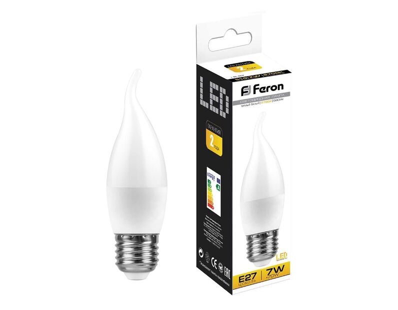 Лампа светодиодная Feron LB-97 Свеча на ветру  E27 7W 2700K 25762