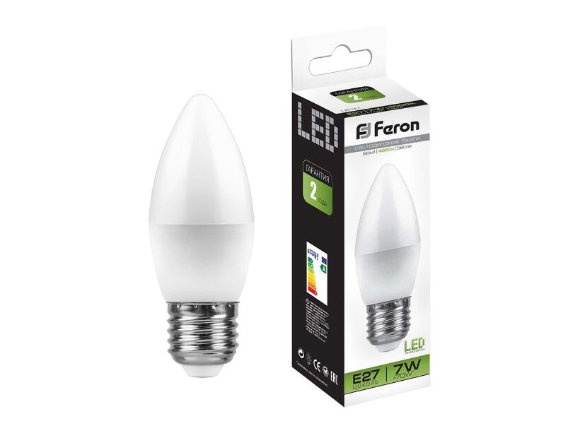 Лампа светодиодная Feron LB-97 Свеча E27 7W 4000K 25759