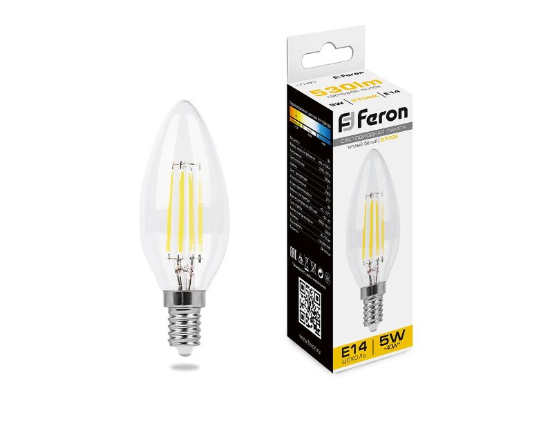Лампа светодиодная Feron LB-58 Свеча E14 5W 2700K 25572