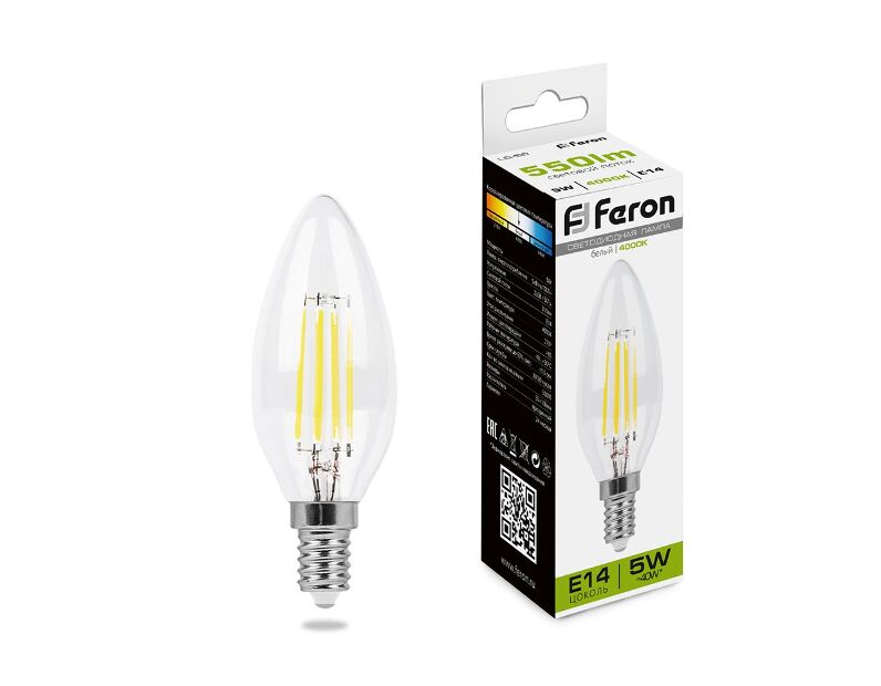 Лампа светодиодная Feron LB-58 Свеча E14 5W 4000K 25573