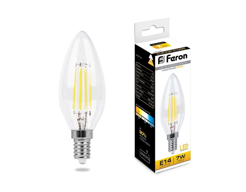 Лампа светодиодная Feron LB-66 Свеча E14 7W 2700K 25726