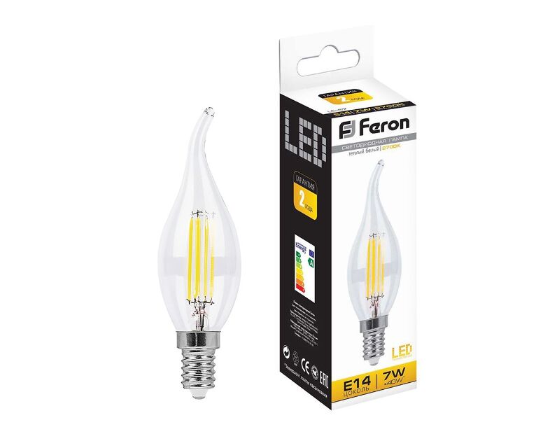 Лампа светодиодная Feron LB-67 Свеча на ветру  E14 7W 2700K 25727