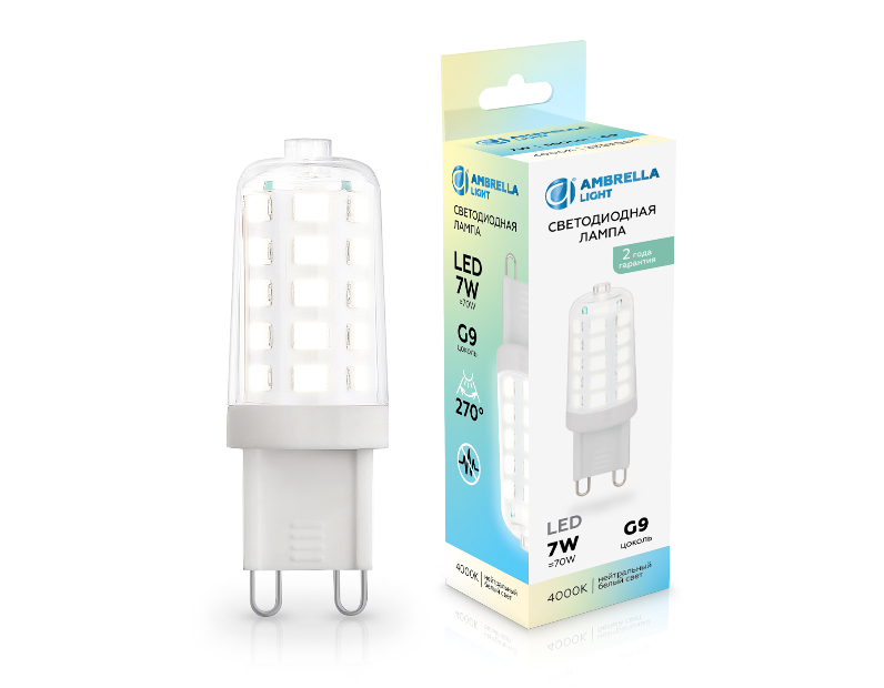 Светодиодная лампа G9 7W 4000K Ambrella Light 100704
