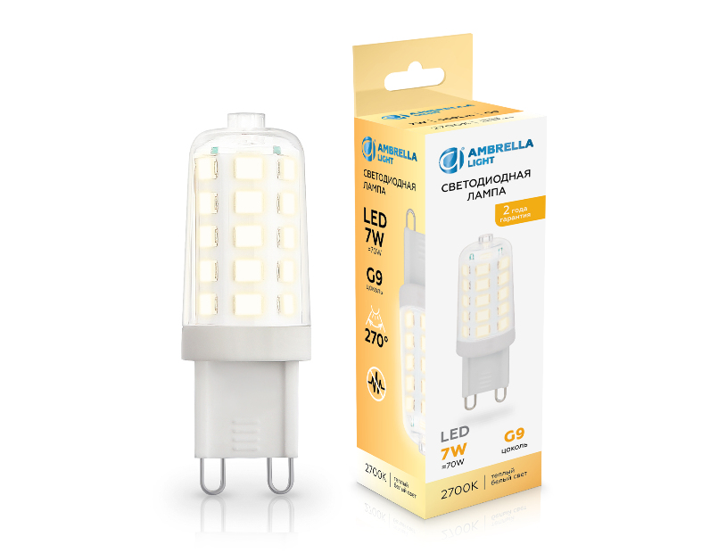 Светодиодная лампа G9 7W 2700K Ambrella Light 100703