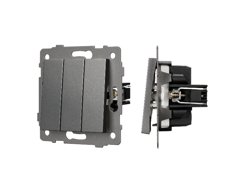 Механизм выключателя трехклавишный непроходной SWT-MK03-PL-GR-V (250V, 10A) (Arlight, -)