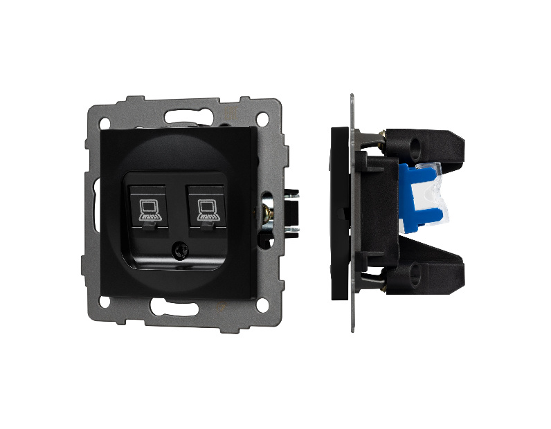 Механизм компьютерной розетки двойной SCT-MPC2-PL-BK-V (RJ-45, CAT6) (Arlight, -)