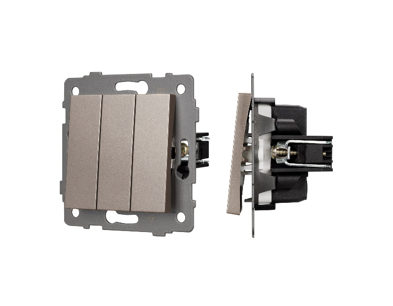 Механизм выключателя трехклавишный непроходной SWT-MK03-PL-GD-V (250V, 10A) (Arlight, -)