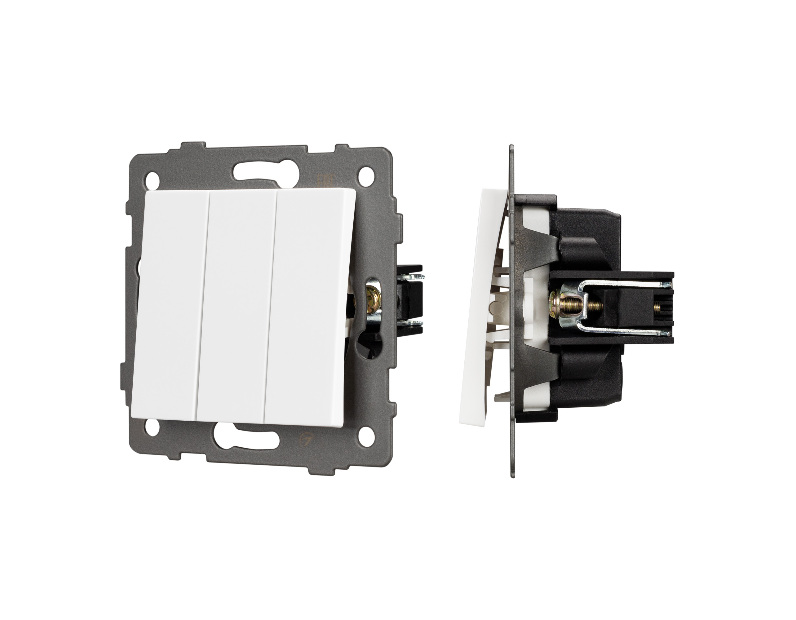 Механизм выключателя трехклавишный непроходной SWT-MK03-PL-WH-V (250V, 10A) (Arlight, -)