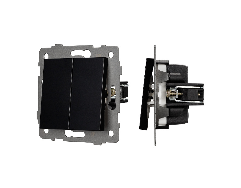 Механизм выключателя двухклавишный непроходной SWT-MK02-PL-BK-V (250V, 10A) (Arlight, -)