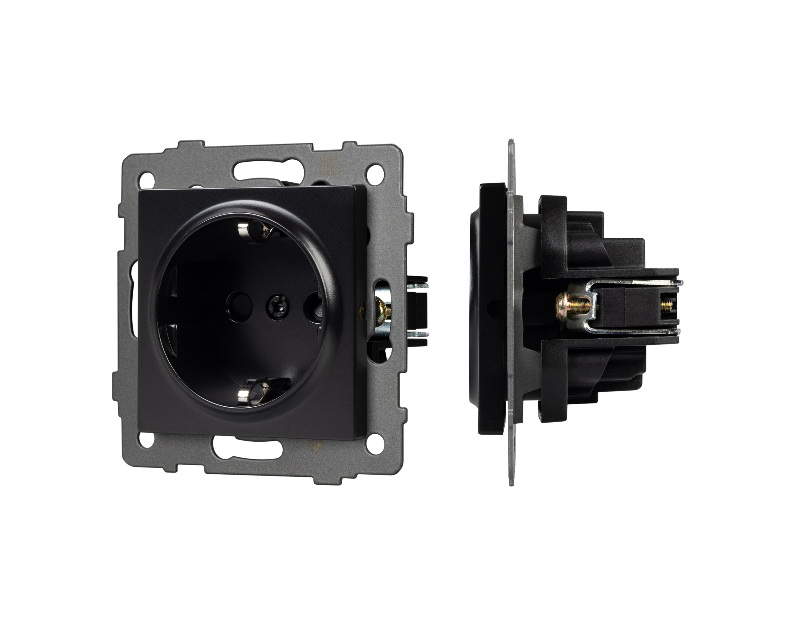 Механизм электрической розетки SCT-MEU1-PL-BK-V (250V, 16A) (Arlight, -)