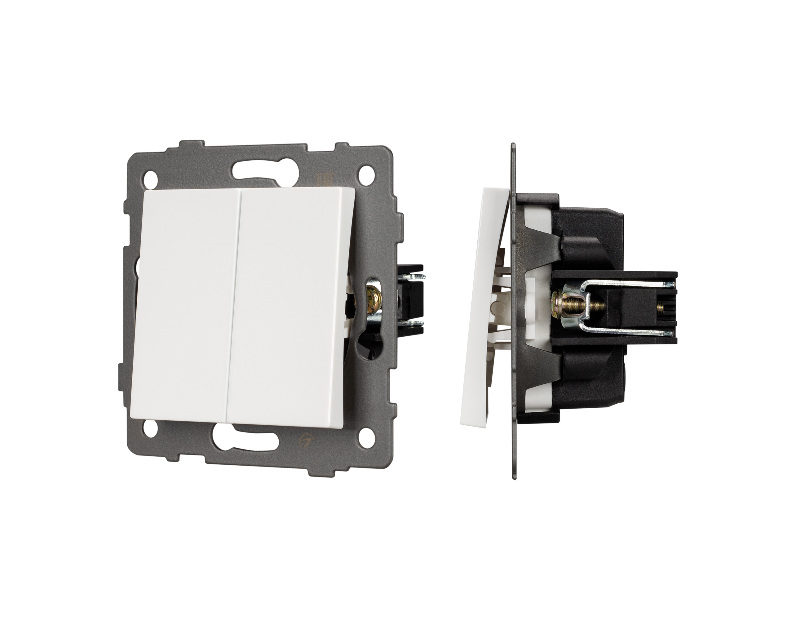 Механизм выключателя двухклавишный непроходной SWT-MK02-PL-WH-V (250V, 10A) (Arlight, -)